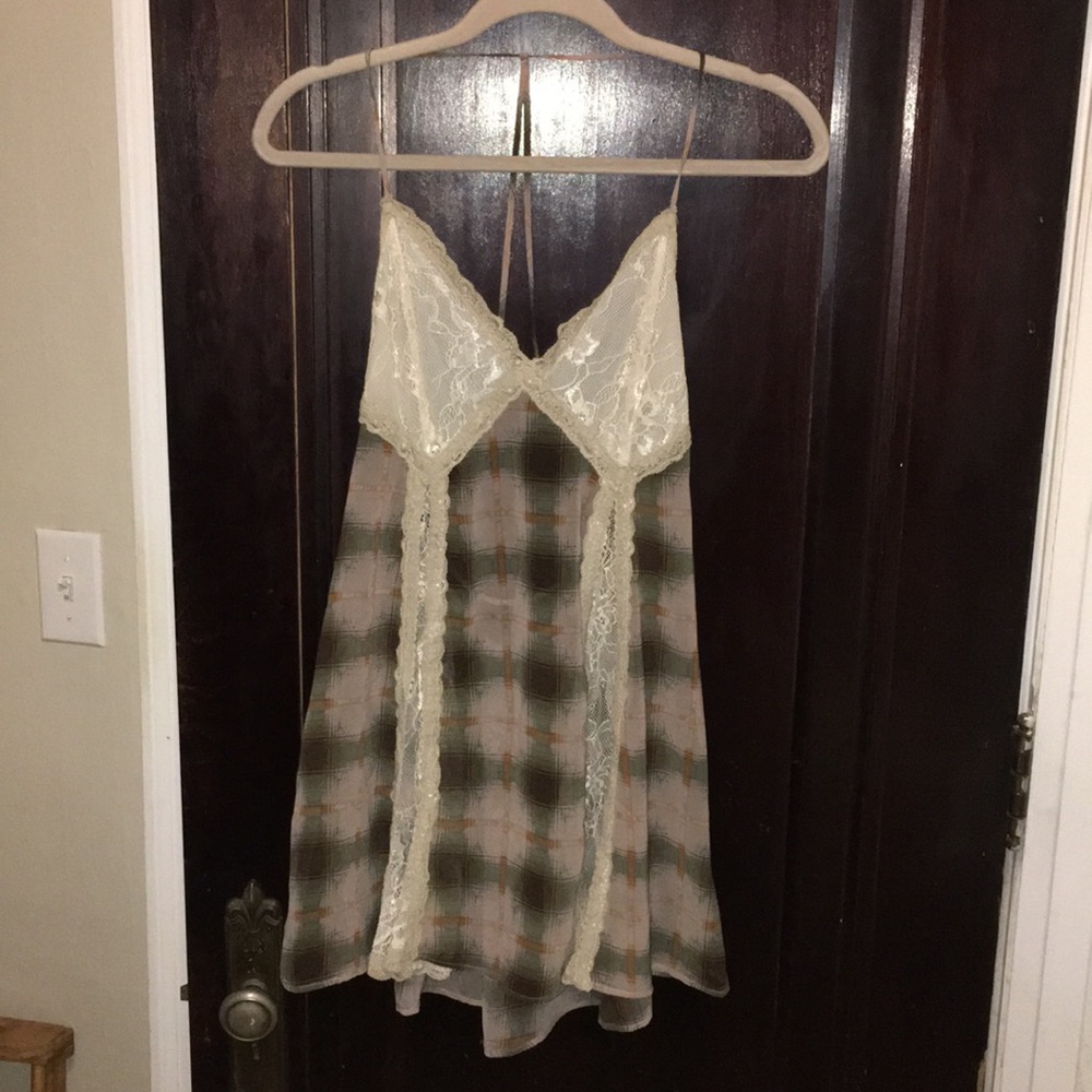 Urban Outfitters Lace & Plaid Slip